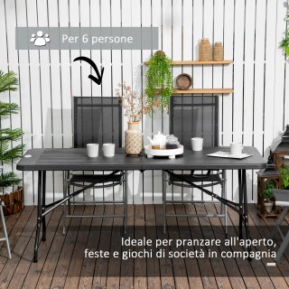 Tavolo Pieghevole da Giardino 6 Posti Acciaio HDPE