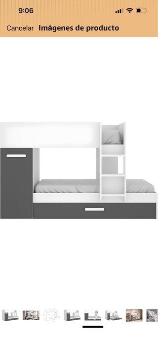 Litera 3 camas gris y blanco