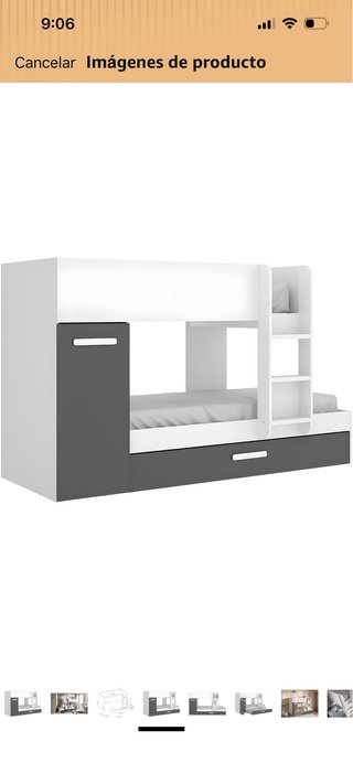 Litera 3 camas gris y blanco