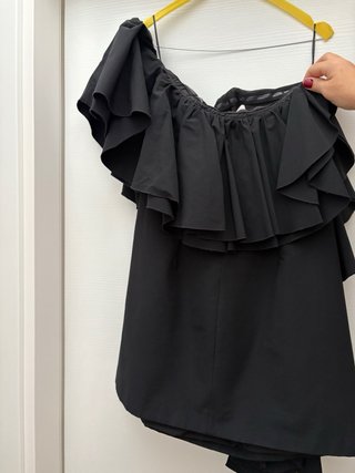 Abito Jijil monospalla corto con rouches nero