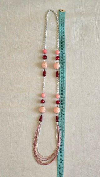 Collana artigianale rosa e bordeaux