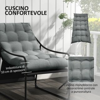 Poltrona da Giardino Acciaio Poliestere Grigia