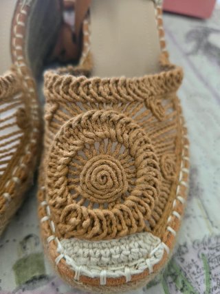 Sandali Dame Rose uncinetto beige/arancio tg 40