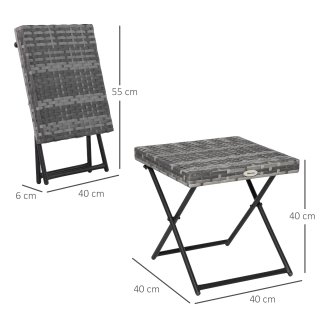 Tavolino da Giardino Pieghevole in Rattan Grigio