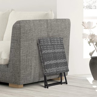 Tavolino da Giardino Pieghevole in Rattan Grigio