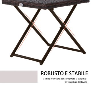Tavolino da Balcone Pieghevole Rattan 40x40x40cm