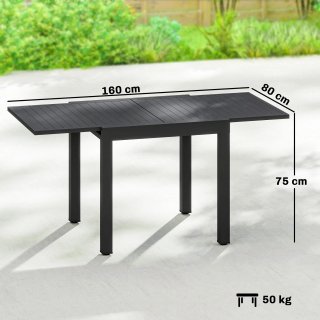 Tavolo da Giardino Allungabile in Alluminio Nero