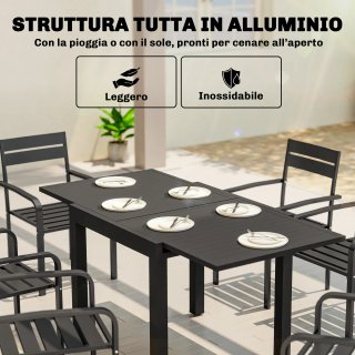 Tavolo da Giardino Allungabile in Alluminio Nero