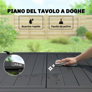 Tavolo da Giardino Allungabile in Alluminio Nero