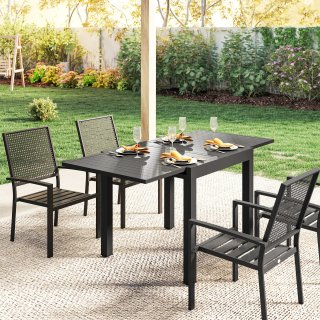 Tavolo da Giardino Allungabile in Alluminio Nero