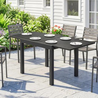 Tavolo da Giardino Allungabile in Alluminio Nero