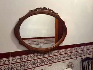 RECIBIDOR CLASICO DE MADERA CONSOLA MARMOL-ESPEJO