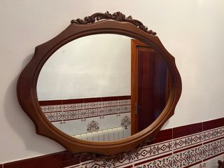 RECIBIDOR CLASICO DE MADERA CONSOLA MARMOL-ESPEJO