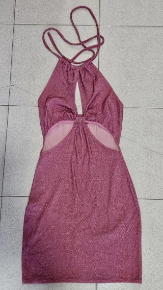 Abito corto glitterato rosa