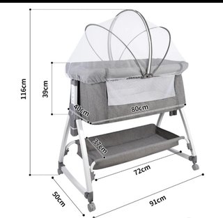 Minicuna gris con mosquitera