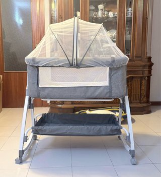 Minicuna gris con mosquitera