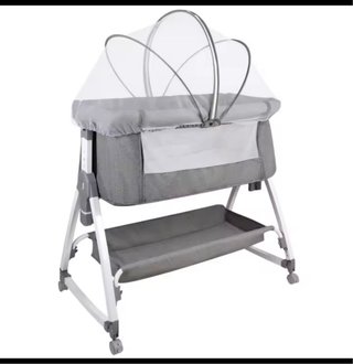 Minicuna gris con mosquitera