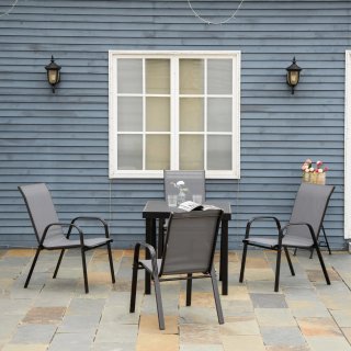 Set 4 Sedie da Giardino Impilabili Salvaspazio