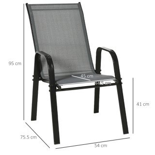 Set 4 Sedie da Giardino Impilabili Salvaspazio