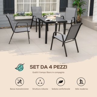 Set 4 Sedie da Giardino Impilabili Salvaspazio