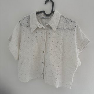Camisa Zara Blanca Crop Talla M