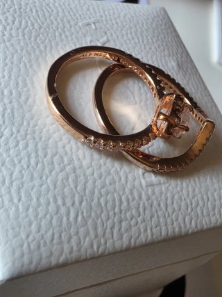 Conjunto Anillos Corazón Oro Rosa y Diamantes