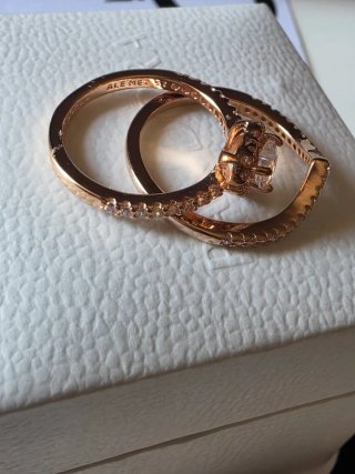 Conjunto Anillos Corazón Oro Rosa y Diamantes