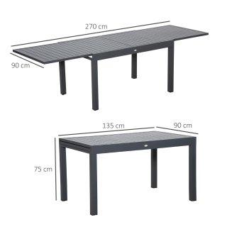 Tavolo da Giardino Allungabile in Alluminio Grigio