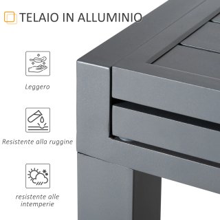 Tavolo da Giardino Allungabile in Alluminio Grigio