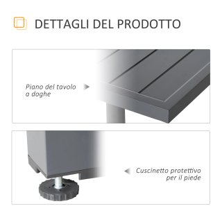 Tavolo da Giardino Allungabile in Alluminio Grigio