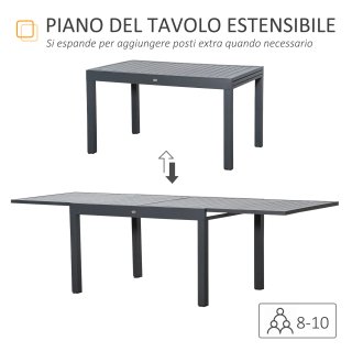 Tavolo da Giardino Allungabile in Alluminio Grigio
