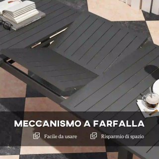 Tavolo da Giardino Allungabile in Alluminio Grigio