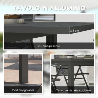Tavolo da Giardino Allungabile in Alluminio Grigio