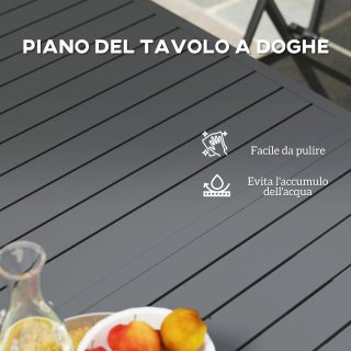 Tavolo da Giardino Allungabile in Alluminio Grigio