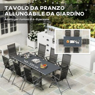 Tavolo da Giardino Allungabile in Alluminio Grigio