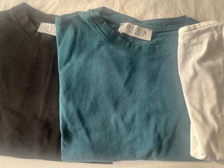 3 Maglie DUCA HOMME Tg M Nere, Blu Petrolio, Bianc