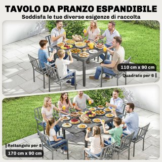 Tavolo da Giardino Allungabile per 6-8 Persone