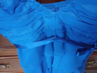 Vestido fiesta gasa volantes azul talla 40