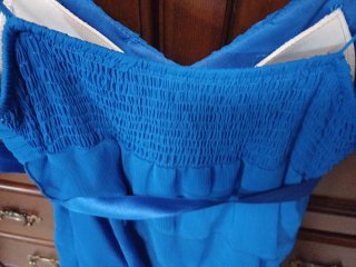 Vestido fiesta gasa volantes azul talla 40