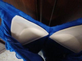 Vestido fiesta gasa volantes azul talla 40