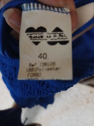 Vestido fiesta gasa volantes azul talla 40