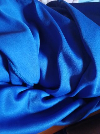 Vestido fiesta gasa volantes azul talla 40