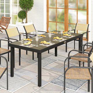 Tavolo Pranzo Giardino 8 Persone Legno Scuro Nero