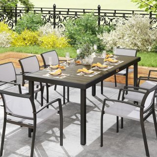 Tavolo Pranzo Giardino 8 Persone Legno Scuro Nero