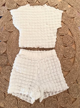 Conjunto Top y Shorts Texturizado Blanco Talla XS