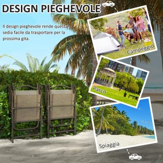 Set 2 Sedie Pieghevoli da Giardino con Braccioli