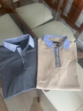 Polo Massimo Dutti Beige y Azul