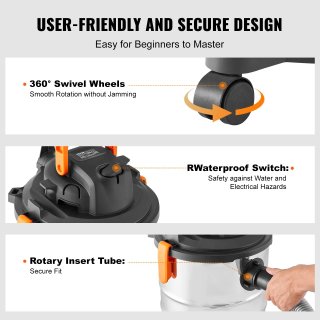 Aspirapolvere Umido Secco 30L Inox 6 HP Portatile
