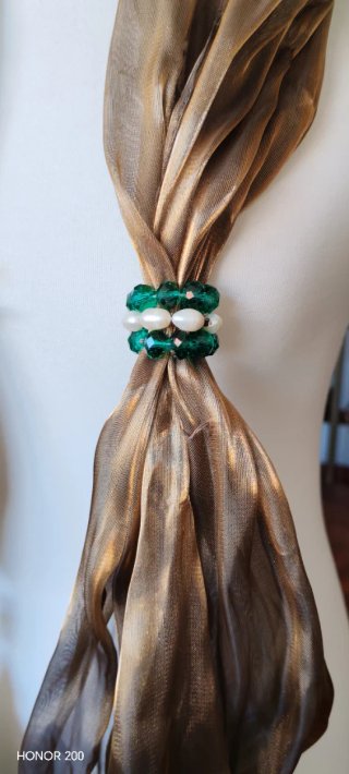 Foulard donna oro con perline
