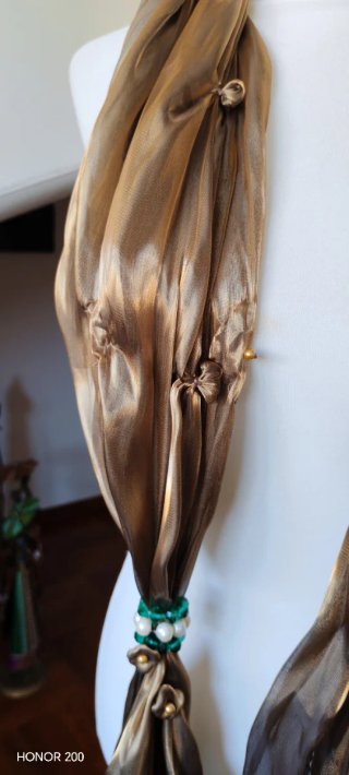 Foulard donna oro con perline